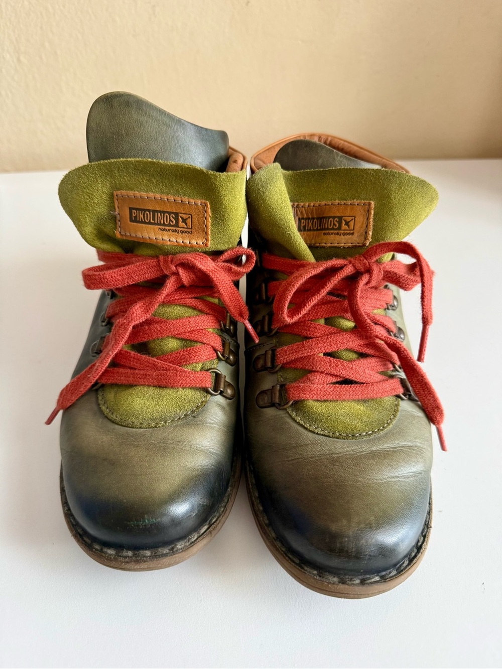 Vintage Pikolinos Uruguay 9437 Leather Hiking Boots Green EU 37 US 6.5 Lace Up - Picture 2 of 7